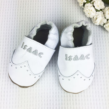 Personalised Metallic Christening Brogues Baby Shoes, 7 of 8
