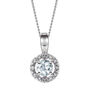 Birthstone And Diamond Halo Pendant Necklace, thumbnail 3 of 8