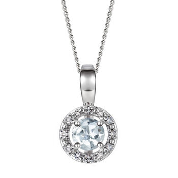 Birthstone And Diamond Halo Pendant Necklace, 3 of 8