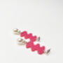 Silver Pink Pearl Wavy Stud Earrings, thumbnail 3 of 3