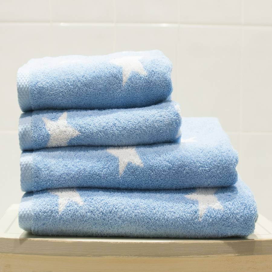stars towels pink or blue by the fine cotton company