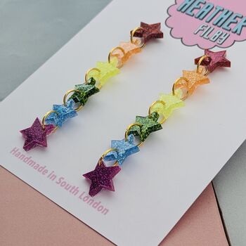 Pride Rainbow Star Glitter Earrings, 4 of 4