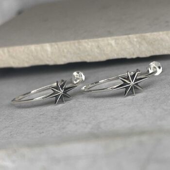 Sterling Silver North Star Hoops, 4 of 12