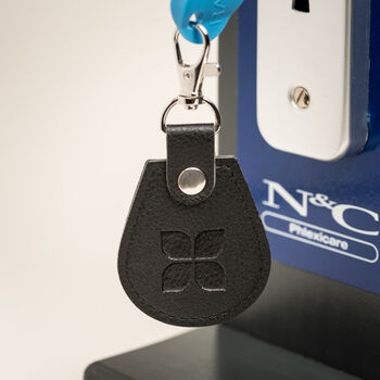 Recycled Bottles Keyring With Disabled Toilet Radar Key In Black, 4 of 4
