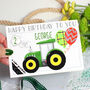Personalised Green Tractor Age Birthday Card, thumbnail 1 of 5