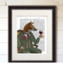 Fox Wine Drinker Portrait, Framed Or Unframed, thumbnail 3 of 8