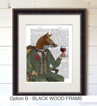 Fox Wine Drinker Portrait, Framed Or Unframed, 3 of 8