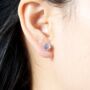 Silver Single Cz Stone Stud Earrings, 925 Sterling Silver, thumbnail 4 of 8