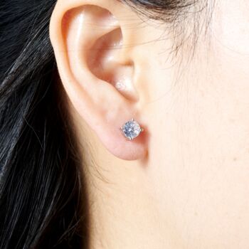 Silver Single Cz Stone Stud Earrings, 925 Sterling Silver, 4 of 8