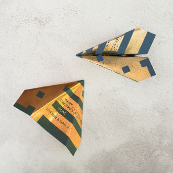 Foiled Paper Plane, Personalised Christmas Card, 7 of 7