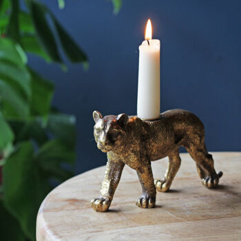 Gold Tiger Candlestick, Candle Holder, 3 of 6