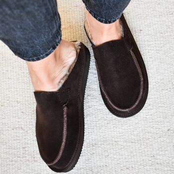 Sheepskin Slip On/ Mule Slippers Chocolate, 2 of 5