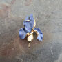 Blue Iris February Birth Flower Brooch, Gold Tone, thumbnail 1 of 2