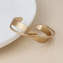 Gold Plated Twisted Mixed Finish Crossover Cuff Bangle Bracelet, thumbnail 3 of 6