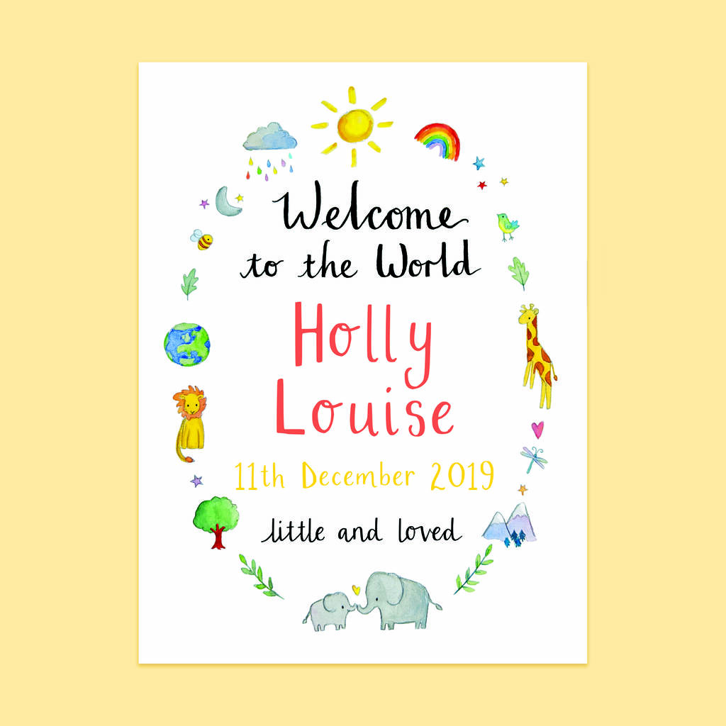 Welcome to the world personalised baby card