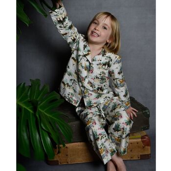 Children's Jungle Print Cotton Pyjamas, 4 of 4