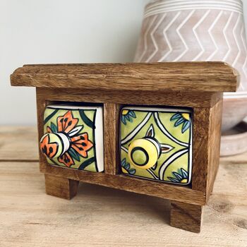 Handmade Two X Drawer Mini Ceramic Jewellery Box Chest, 11 of 12