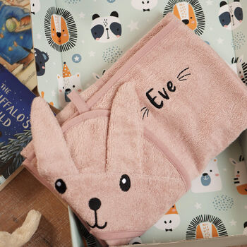 Personalised Baby Bunny Hooded Cotton Towel, 2 of 9