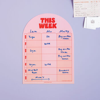 A4 Magnetic Pink And Red Weekly Planner | Fridge Magnet Planner, 5 of 5