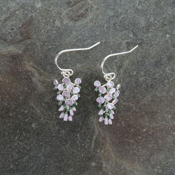 Wisteria Lilac Flower Drop Earrings, 3 of 5