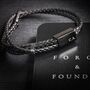 Men's Personalised Engraved Black Adjustable Leather Bracelet With Smooth Sliding Clasp Artisan Jewellery, thumbnail 2 of 10