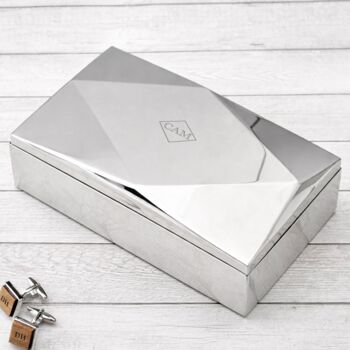 Monogrammed Men's Luxury Mirrored Geometric Valet Box, 2 of 7