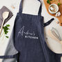 Personalised Blue Denim Kitchen Apron, thumbnail 2 of 3