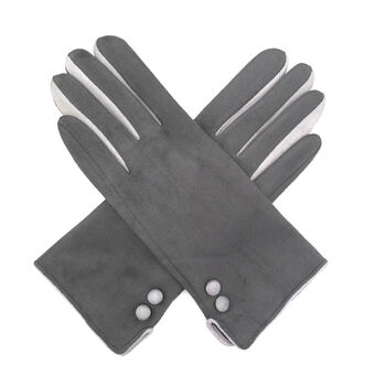 Suede Ladies Gloves With Contrast Detail Touchscreen Compatible, 3 of 9