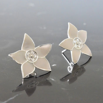Eloise Flower Stud Earrings Silver, 4 of 7