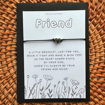 Friendship Wish Bracelet – Adjustable Heart Charm Gift, 4 of 4