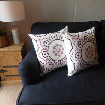 Chalk Hand Embroidered Cushion, 2 of 12