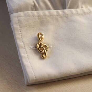 Treble Clef Gold Cufflinks Music Note Gift Music Accessory, 5 of 5