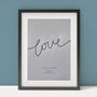 Personalised Letterpress Love Print Grey, thumbnail 1 of 3