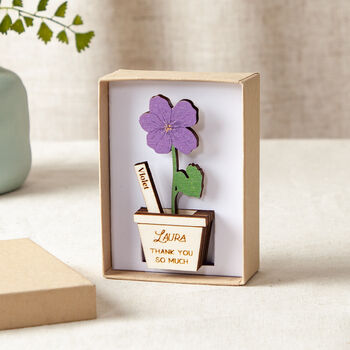 Wooden Birth Flower Personalised Boxed Keepsake, 3 of 6