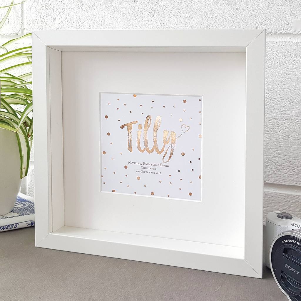 Rose Gold Baby Name Print | Framed Nursery Art By Rich Little Things ...