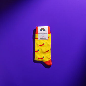 Red Chilli Pattern Colourful Egyptian Cotton Men's Socks, 5 of 5