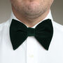 Mens Green Oversized Velvet Bow Tie And Pocket Square, thumbnail 1 of 6