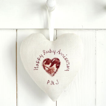 Personalised Initials Heart 40th Ruby Anniversary Gift, 2 of 10