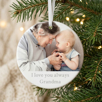 Any Message And Photo Ceramic Disc Hanging Decoration Bauble + Gift Box, 4 of 9