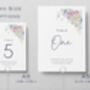 Wedding Table Numbers Pink White And Blue Florals, thumbnail 3 of 4