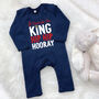 Three Cheers King Charles Coronation Babygrow, thumbnail 2 of 3