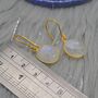 Rainbow Moonstone Gold Drop Earrings: June Birthstone, thumbnail 8 of 8