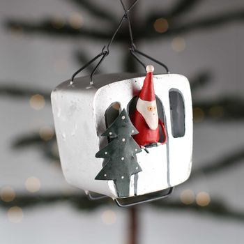 Father Christmas In A Cable Car Hanging Decoration, 2 of 2