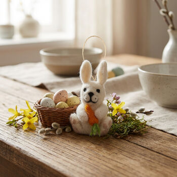 Handmade Bunny With Carrot Felt Easter Decoration, 3 of 3