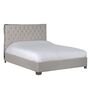 Chrome Edge Linen Upholstered Beige 5ft King Size Bed, thumbnail 1 of 2