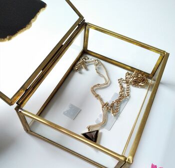 Luxury Gold And Black Agate Stone Jewellery Box, 3 of 3