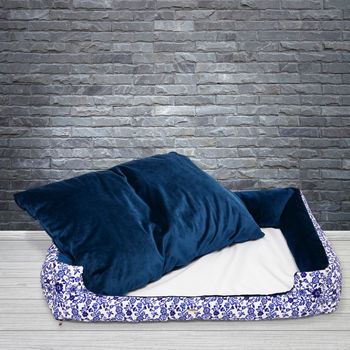The Richmond Blue And White Floral Pet Bed, 5 of 11