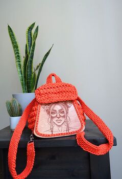 Woven Backpack With Wooden Panel, 2 of 7