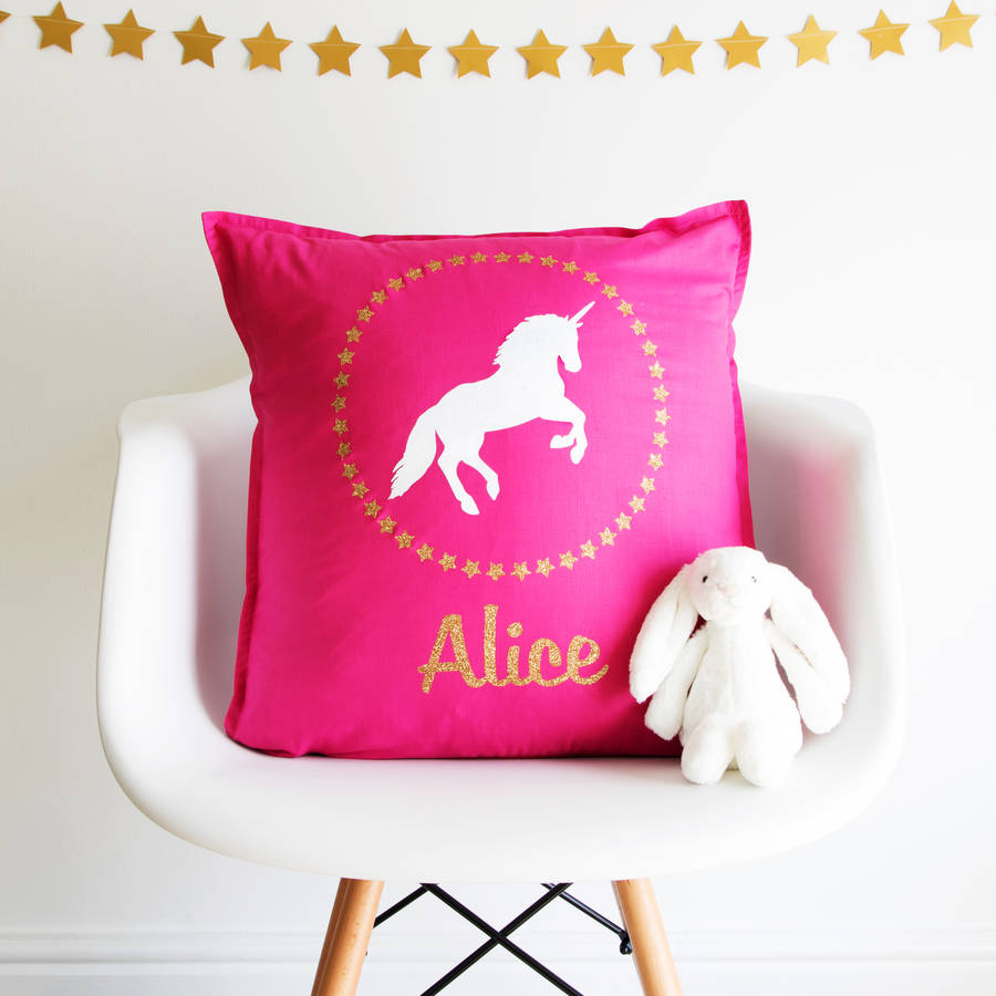 Personalised Sparkly Unicorn Cushion, 1 of 3
