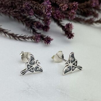 925 Sterling Silver Luna Moth Studs Earrings, 6 of 6